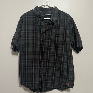 Men's Plaid Button Down Shirt - Black and Green